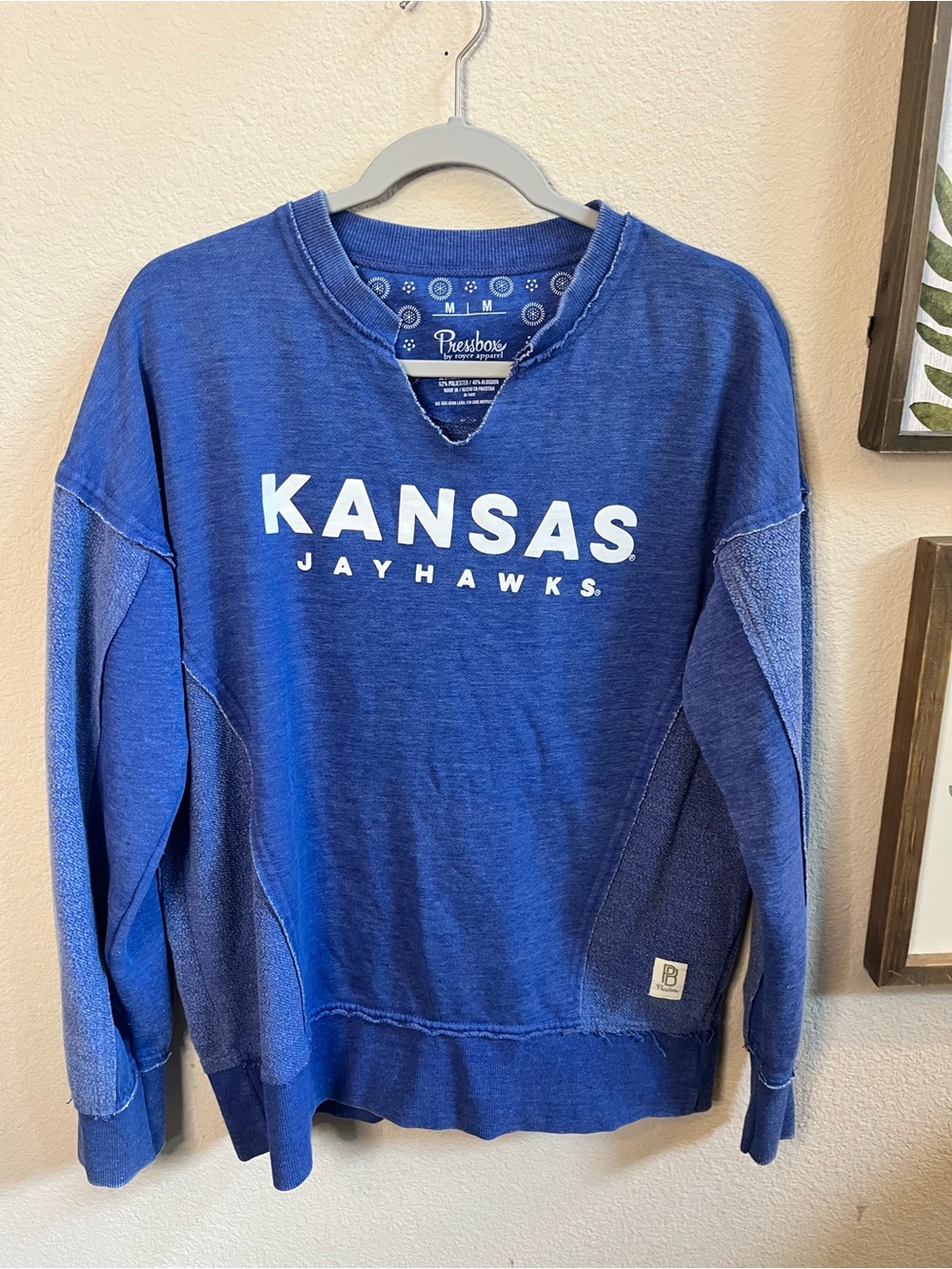 Pressbox Blue Kansas Jayhawks Crewneck Sweatshirt - Size M